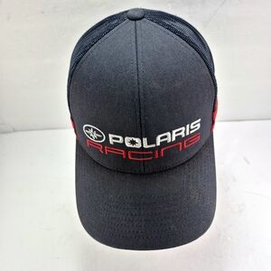 Yupoong Classics Polaris Racing Trucker Snapback Cap Hat Blue/Red/White Mesh OS.